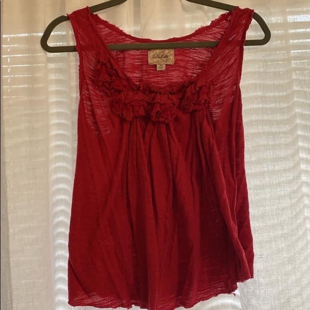 Anthropologie Deletta distressed red roses tank